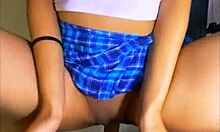 My roommate's tight petite friend complained about the noise while I fucked my girlfriend