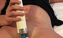 this cum slut masturbates with hitachi for intense orgasm