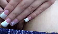 britney blue says, 'feel my pussy rubbing with this dildo'