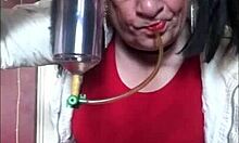 Bisexual crossdresser begs for pee in mouth in public humiliation