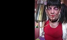 Bisexual crossdresser begs for pee in mouth in public humiliation