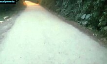 Crossdressing amateur bends for outdoor creampie