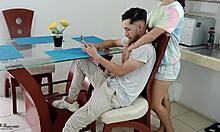 young stepsister surprises with her amazing sucking skills and tight pussy