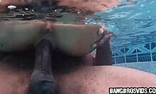 Cute Asian babe gets fucked hard in the pool. Her petite body rides wild.