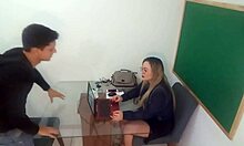 Student pesters teacher in class and licks her hairy pussy - samuka ventura