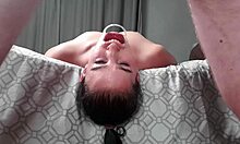 yo, this kinky slut swallows piss upside down! 😜