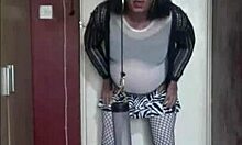 Sissy Crossdress Swallows Own Piss