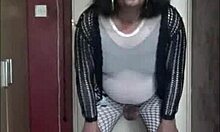 Sissy Crossdress Swallows Own Piss