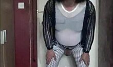 Sissy Crossdress Swallows Own Piss
