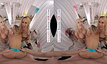 sarah jessie and her friends caitlin and victoria try lingerie in the dressing room and share a thick dick 😏