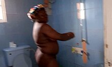 Ebony Babe Masturbates Alone in Bathroom