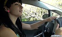 Amateur teen 18+ Bailey toys her shaved pussy outdoors