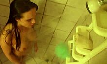 after shower fun with amateur brunette