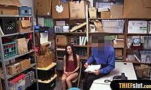 Natural Brunette Teen Shoplifter Gets Fucked Hard in Shop