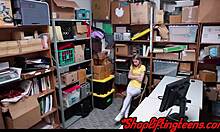 Tiny Teen Thief Sucks and Bangs Security Guard on Hidden Cam