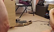 girlfriend gives blowjob in panties showing big tits to friend