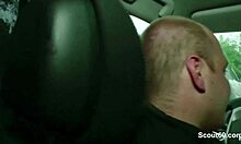 Young hitchhiker rewards driver with bareback fuck on the street