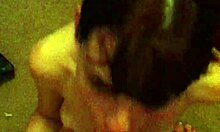 Skinny Brunette Deepthroats Cock Hard!