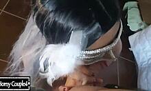 Latina rides cowgirl, craving cum on big tits.