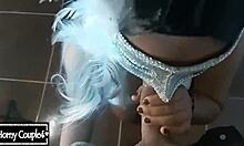 Latina rides cowgirl, craving cum on big tits.