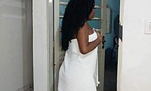 My towel slipped off right in front of the neighbor, and he got hard seeing my shaved latina body