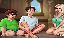 Summertimesaga laundry sex scene with uncensored hentai blowjob and cartoon action