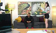 Valen Pink Directs Casting with Brunette Blowjob and Small Tits