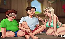 Summertimesaga laundry sex scene with uncensored hentai blowjob and cartoon action