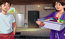 Summertimesaga laundry sex scene with uncensored hentai blowjob and cartoon action