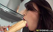 Janice Griffith fucks herself with a rolling pin!