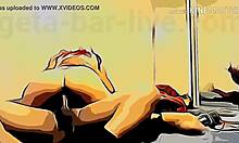 Redhead couple engages in intense fucking and riding in anime hentai style with flaka.