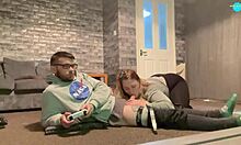 Gaming while my petite teen girlfriend sucks my cock