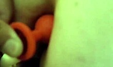 Homemade couple fucks her bound ass with jewel toy