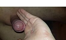 Hey, this blonde milf wife collects cum with her hands and mouth