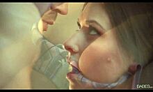 Young 18+ Couple Bent Over on Bed