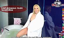 Petite blonde teen's tiny tits and feet in cumshot!