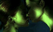 Two women in cosplay have fun with water sex and big tits