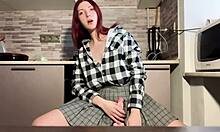 Horny teen girl enjoys solo time with a large dildo toy