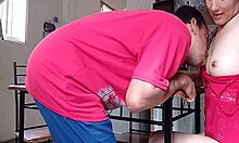 Sexy Latina Pauses Task for Deep Cum Swallow