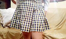 Estudiante craves wild sexual thrills before class. She teases her tight vagina and perky tits to unwind.