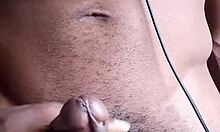 Stroking big black cock cum drips on floor!