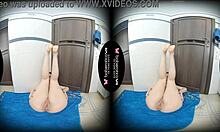 Rita Lolly masturbates solo in the bathroom with VR