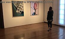 Latina couple uses vibrator for public fun in art gallery