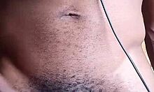 Stroking big black cock cum drips on floor!