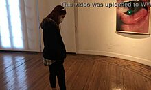 Latina couple uses vibrator for public fun in art gallery