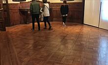 Latina couple uses vibrator for public fun in art gallery