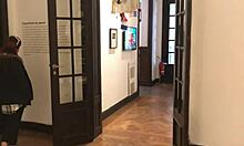 Latina couple uses vibrator for public fun in art gallery