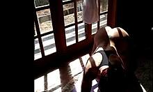 Teen strips naked while training