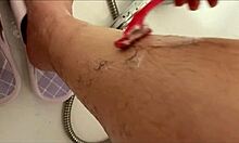 Foot fetish hairy legs shaving amateur video