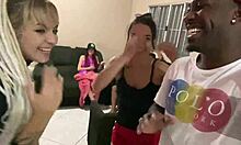 Redhead fucks three black guys!